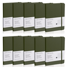 EMOMAS Lined Journal Notebook, 10Pack(Olive Green), 160 Pages, Medium 5.7 inches x 8 inches - 100 gsm Thick Paper, Hardcover
