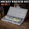ZISTEL 40-Piece Ratchet Wrench Socket Tool Set METRIC/SAE 1/4" &