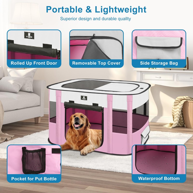 X-ZONE PET Dog Playpen, Puppy Cat Play Pen Portable Foldable