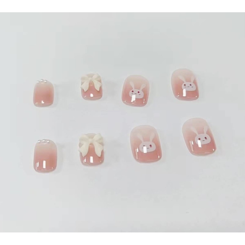 24 Nail Pieces Pink Rabbit Butterfly Butterfly Coming-of-Age Ceremony Reception