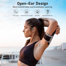 YMOO Open Ear Wireless Bluetooth 5.2 Headphones for Running, IPX4 Waterproof Air Conduction Headphones, 16.5mm HiFi Headphones, 40ms Low Latency, 34H Gaming Earbuds for Treks,Exercise,Tour (Black)