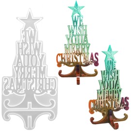 We Wish You A Merry Christmas Resin Mould Christmas Tree Letter Crystal Epoxy Resin Mold for Xmas Decoration Gift Resin Clay Craft DIY