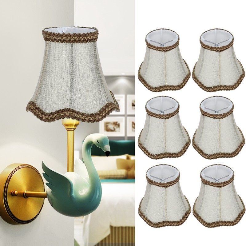6Pcs Desktop Table Lamp Cover Fabric Lampshade Accessory for E14