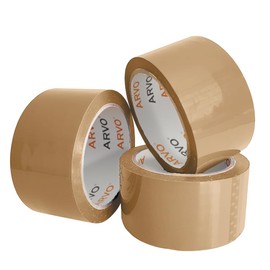 ARVO Parcel Tape General Purpose Packing Tape with Low Noise - 48mm x 60m, Brown Tape for Packing Boxes, Packaging Tape for Moving House (Pack of 3 - Brown)
