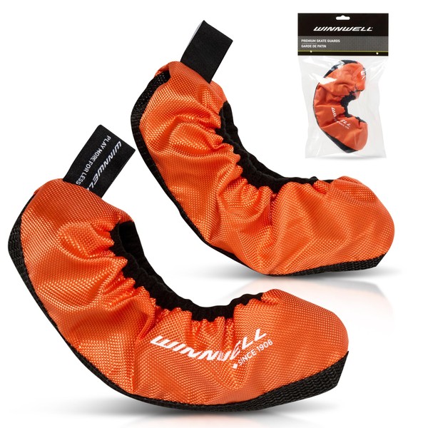 Winnwell Premium Skate Guards (Youth/Small, Orange) Protective, Cut-Resistant, Water-Resistant Covers