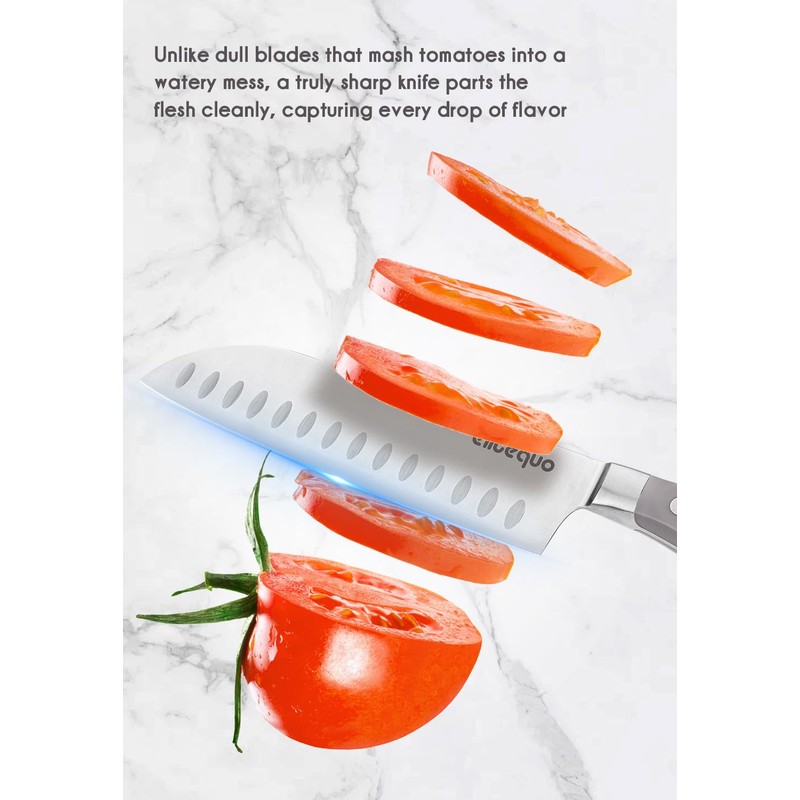 elitequo 13 pieces Kitchen Knife Block Set with Sharpener,Dishwasher Safe,German