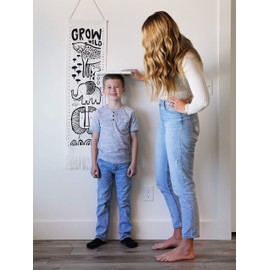 Wee Gallery Safari Canvas Growth Chart - Wall Hanging Height Chart for Kids Made with Sustainable Organic Fabric - Stylish Child's Room Decoration - (44x13 Inches)
