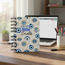 Agenda 2025 A5 2 Dia X Pagina Personalizada Arillo Metalico