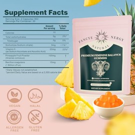 Vaginal Probiotics for Women – Premium Feminine Balance Gummies for Women, Hawaiian Pineapple Flavor, Support Healthy Odor and Vaginal Flora, pH Balan