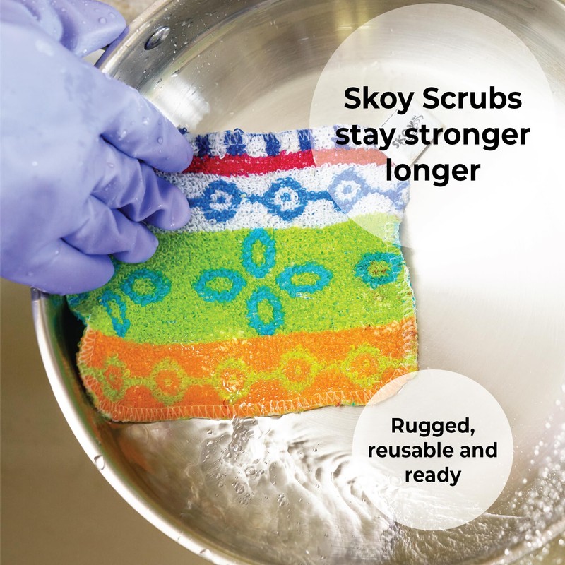 Skoy Scrub, 2-pack Reusable, Non-Scratching Dish Scrubber for Kitchen and