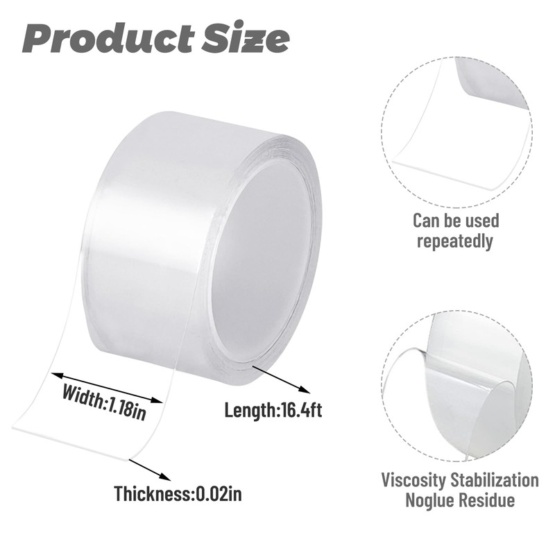 TORIHIKI 4 Pcs Curtain Ring Glide Tape, 16.4 Ft Smooth