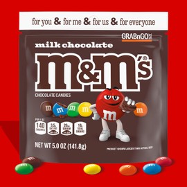 M&M'S Milk Chocolate Candy Bulk Pack – 5 oz Grab N Go Resealable Bags (Pack of 12), Party Size, Individually Wrapped Chocolate Snacks – Ideal for Office, Travel, Gifts, Candy Bowls, and Family Treats