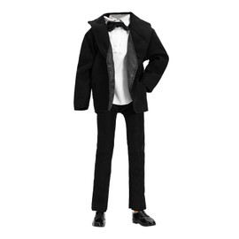 BARWA 3pc Doll Clothes Black Tuxedo Suit with Tie White Shirt, Pants and Jacket for 12 inch Boy Doll