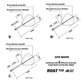 CUESOUL ROST T19 Integrated Dart Shaft and Flight Kite Shape,Set of 3