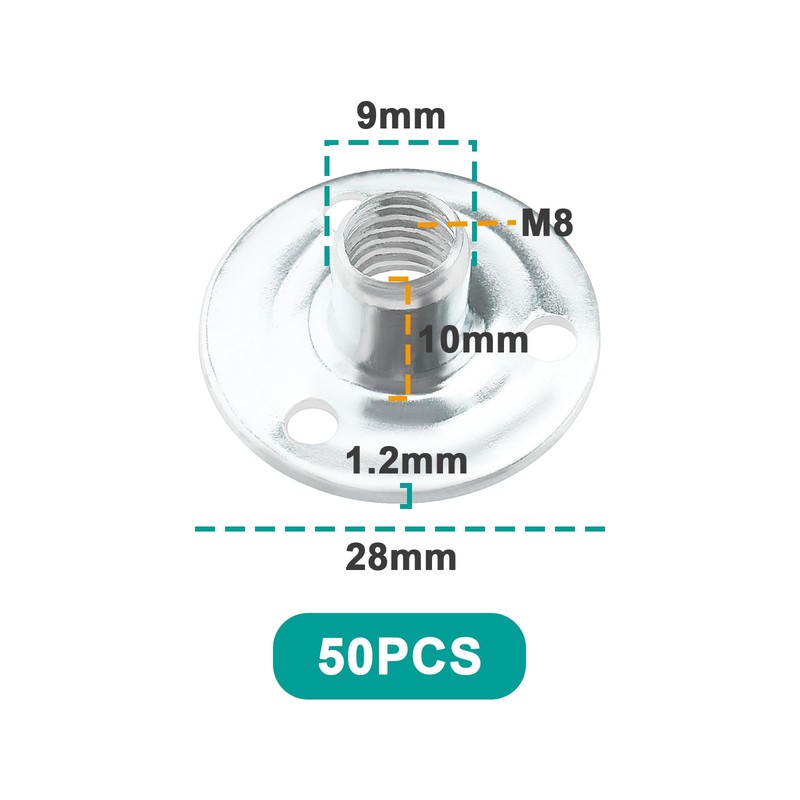 eMagTech 50PCS 3 Hole T Nuts M8 Tee Nut Galvanized