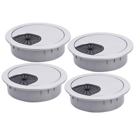 Cable Hole Cover 4-Pack, 2-3/8 Inch ABS Desk Grommet for Wire Management, Silver – Cord Organizer for Office Computer Desk