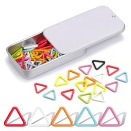 Jmuiiu Triangle Metal Stitch Markers, 50Pcs Metal Colorful Crochet Stitch Markers for Crocheting Clothing Tag DIY Craft Project with Storage Box