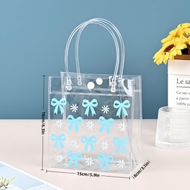 Dmnnlp 8 Pcs 6.3" Small Clear Gift Bags with Ribbon, Plastic Party Bags for Girl Women Girls Birthday, Baby Shower, Wedding, Holiday Party Gifts (Blue)