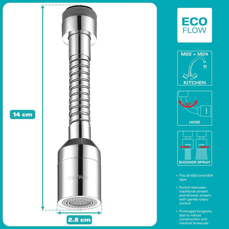 WatWin Select Hose Aerator M22/24 7L/min | Universal Tap Aerator
