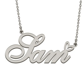 HUAN XUN Name Necklace with Heart Silver Letter Pendant Gifts Custom Name Necklace for Girls Sam