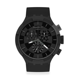 Swatch Quartz Silicone Strap, Black, 20 Casual Watch (Model: SB02B400)