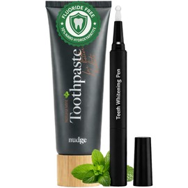 Nudge Whitening Kit with 10% Nano Hydroxyapatite Toothpaste 4.5 oz & Whitening Gel Pen 2 ml – Fluoride Free, SLS Free, Helps Reduce Surface Stains and Support a Brighter Smile