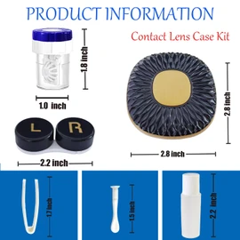 Contact Lens Case with Cleaner Washer Contact Lens Box Kit with Mirror, Compact Soak Storage Kit for Travel (Brown Black)