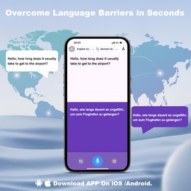 Language AI Translator Earbuds Real-time: 3-in-1 Translation Earbuds Two-Way Translating Earbuds with 144 Languages & Accents, Watch Earphones fit iOS and Android for Travel and Business - Silver
