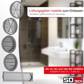 SOTECH 5 Stück Lüftungsgitter 172,5 x 41 mm/Einbautiefe: 7 mm Luftdurchlässe mit Rautenlochung zum Einlassen mit Abdeckrand Belüftung Innen und Außen