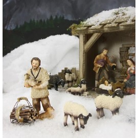 FADEDA Shepherd with Sheep and Dog/Height: 10 cm/Hand-Painted/Detailed Nativity Scene Figures - Christmas Table Decoration Nativity Accessories