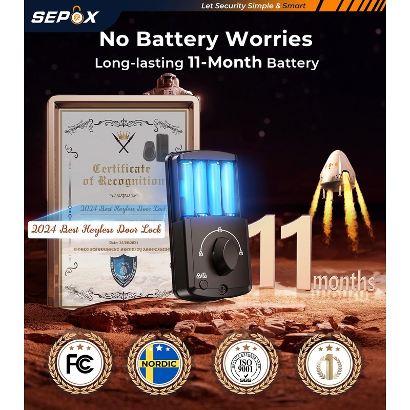 SEPOX® 2PC Set Smart Deadbolt Lock - 5-in-1 Keyless Entry