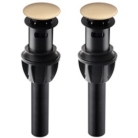 Hibbent 2 Pack Push and Seal Pop-up Drain Stopper with Overflow Assembly for Bathroom Lavatory Vanity Vessel Sink Drain,Brushed Gold