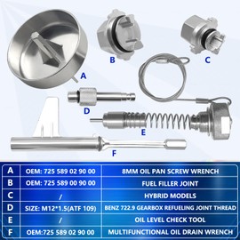 ZKTOOL 6PCS Metal Transmission Oil Filling Tool Compatible With Benz 725.0 9 Speed Transmission, With ATF109,With Oil Level Inspection Tool,Suitable For Hybrid Models,Replace 725289009000,725289229000