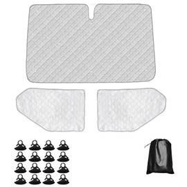 Sepzlly 3PCS Internal Thermal Blinds for VW T5 T6 (2003-2015) Van, Thermal Windscreen Cover, Motorhome Front Window Sunshade Screen Sun Protection Keep Warm Silver