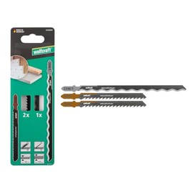 wolfcraft Jigsaw Blades Insulation, 3-Piece - Project Set for Quick Cuts - Ideal for XPS Insulation Material, Wood Fibre Insulation Panels and Roof Slats - Made in Germany - 2346000