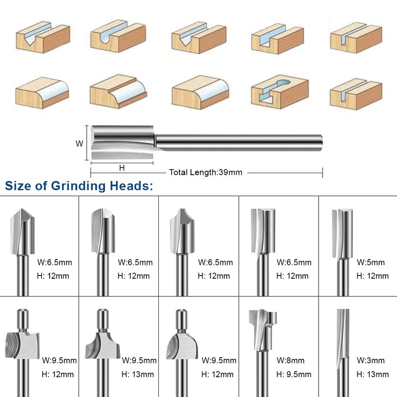 Wood Carving Bits Engraving Router Bit, 20pcs HSS Different Rotary
