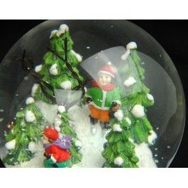 Snow Globe Skier | Base Nostalgic Winter Landscape | with Music Box | Shake Ball Christmas Decoration | W: 10 cm H: 13 cm | 20187