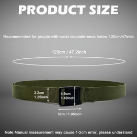 AHLPO Work Belt Men's 3.2 cm Tactical Belt Nylon Canvas Belt Outdoor Fabric Belt for Men and Women Adjustable Fabric Belt Quick Release Tactical Belt No Metal Buckle, Black (black-B), 120