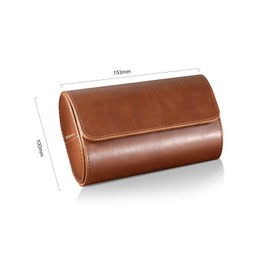 FACAICAI Watch Roll Travel Case for Men and Women- 2 Watch Storage Organizer-Secure with Innovative Removable Pillows & Solid Dividers Home Storage, Display (2 Slot Brown)