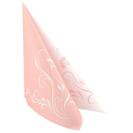 50 Serviettes Flowers 40 x 40 cm Fabric-Like Airlaid Elegantia, Colour: Peach
