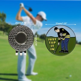 LuxeGlee Golf Ball Markers with Magnetic Hat Clip 3PCS, Happy-Gilmore Golf Accessories for Hats, Gloves, Bags