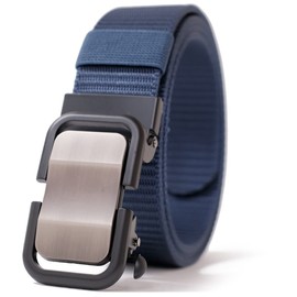 BEEL Men's Veil Belt, Nylon, Durable, For Work, Golf, Sports, Military, No Holes, Stepless, Large Size, For Work, Climbing, Outdoor Activities, Navy (Plain)