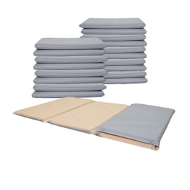 Children's Factory Nap Mats, 1 inch Thick Toddler Nap Mats for Preschools and Daycares, Comfortable and Soft 4 Section Folding Nap Mat, Fog Blue and Sand, 1 mat included