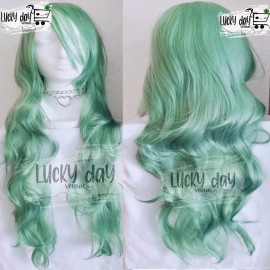 Lucky Day Peluca Cabello Ondulado Color Verde Con  Flequillo Cosplay