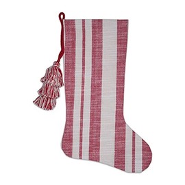Vickerman 20" x 8" Red Stripe Cotton Stocking, Indoor Holiday Home Decor for Mantle, Door, or Wall