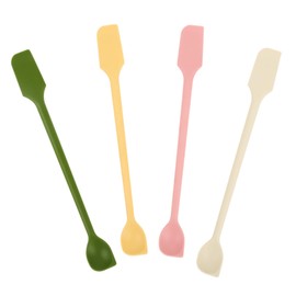 Silicone Jar Scraper Set of 4, Double-Headed, 10.2-Inch, Mini Spatula & Spoon for Jam Jars & Makeup