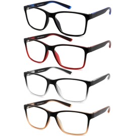 Reading Glasses for Men 4-Pack Stylish Computer Readers with Spring Hinges, Anti Glare/Eye Strain Filter UV Ray Blue Light Blocking Two-Tone Reader Eyeglasses,+3.5 Magnification Strength