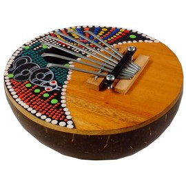GURU SHOP Musical Instrument Made of Wood, Music Percussion Rhythm Sound Instrument, Handmade from Coconut Kalimba 2, 5 x 15 x 15 cm