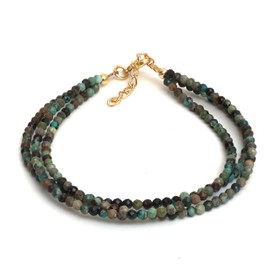 Gempires Turquoise 3 layered Beaded Bracelets for Women, Boho Style, Crystals Bracelet, Gift for Her, December Birthstone Jewelry, 2.4-2.5mm Beads, 14k Gold Plated 8 inch Adjustable Chain (turquoise)