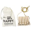 オシャレな イラスト入りの ウッドピンチ 7個セット (紐付き) HAPPY